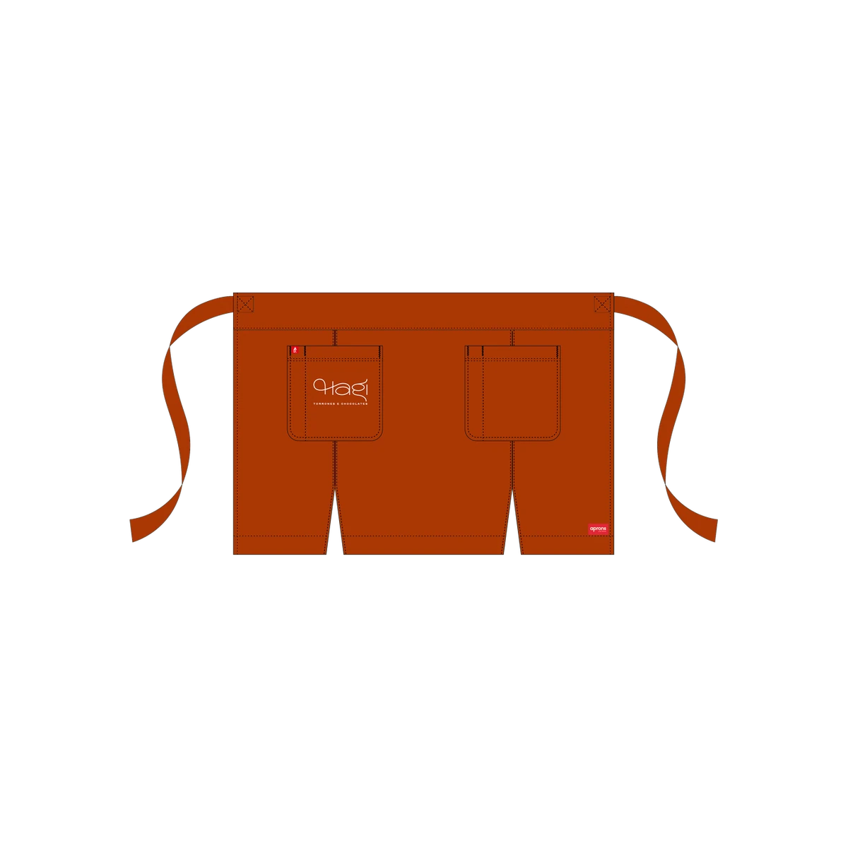 Avental curto Lea da Aprons com a marca do cliente bordada